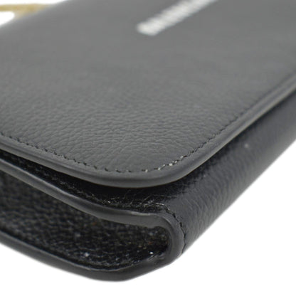 BALENCIAGA Wallet on Chain Leather Shoulder Bag Black