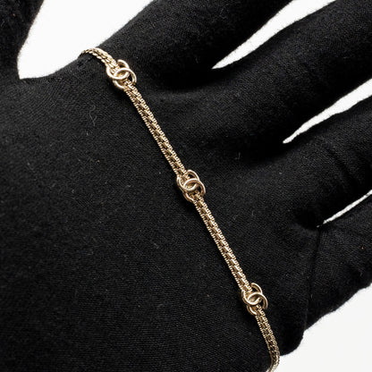 Chanel Mini CC logo 7 motif necklace light gold tone