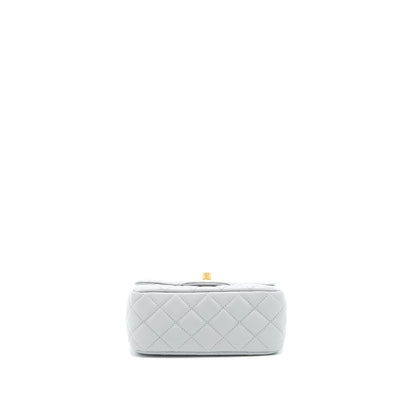Chanel 21B Pearl Crush mini square Flap Bag grey GHW