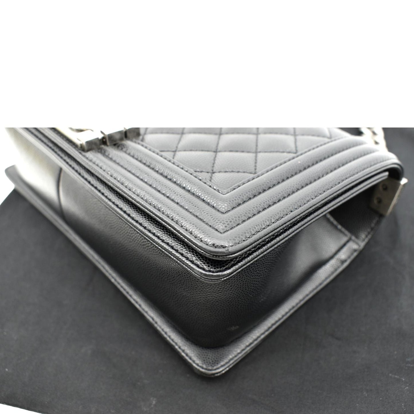 CHANEL Medium Boy Flap Caviar Leather Shoulder Bag Black