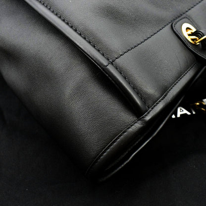 CHANEL Deauville Medium Calfskin Leather Tote Bag Black