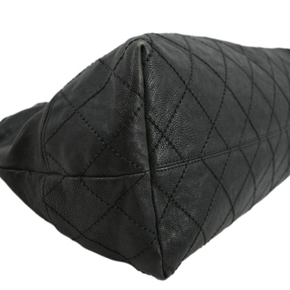 CHANEL Coco Cabas Leather Shoulder Tote Bag Black