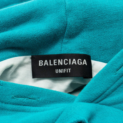 Balenciaga size ripped oversized logo hoodie blue