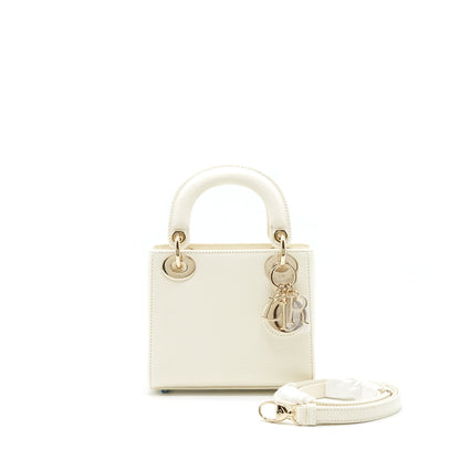 Dior Lizard Mini Lady Dior White