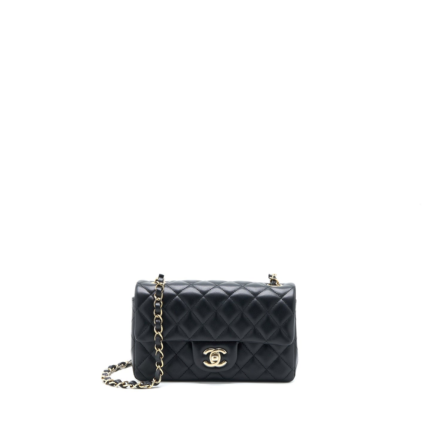 Chanel Classic Mini Rectangular Flap Bag Lambskin Black LGHW (Microchip)