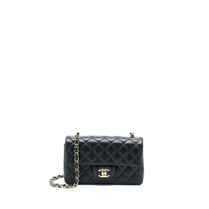 Chanel Classic Mini Rectangular Flap Bag Lambskin Black LGHW (Microchip)
