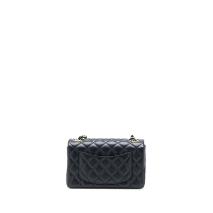 Chanel Classic Mini Rectangular Flap Bag Lambskin Black LGHW (Microchip)