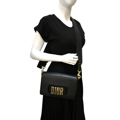CHRISTIAN DIOR Dio(r)evolution Flap Calfskin Crossbody Bag Black