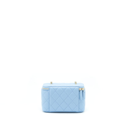 Chanel 22S Pearl Crush Long Vanity With Chain Lambskin Blue GHW