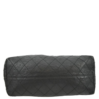 CHANEL Coco Cabas Leather Shoulder Tote Bag Black
