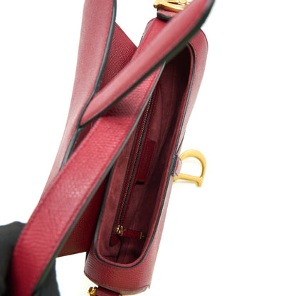 Dior Medium Saddle Purse Grained Calfskin Red