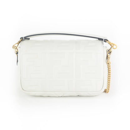 Fendi Leather Mini Baguette Bag in White