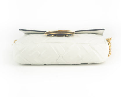 Fendi Leather Mini Baguette Bag in White