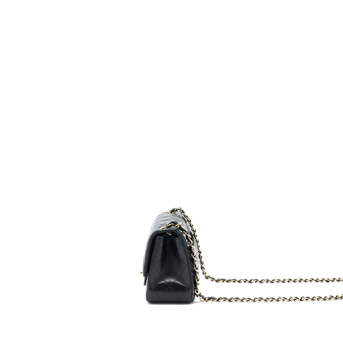 Chanel Classic Mini Square Flap Bag Lambskin Black LGHW (Microchip)
