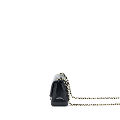 Chanel Classic Mini Square Flap Bag Lambskin Black LGHW (Microchip)