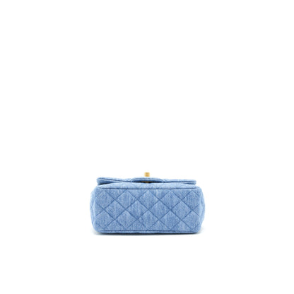 Chanel 22C Denim Pearl Crush Mini Square Flap Bag