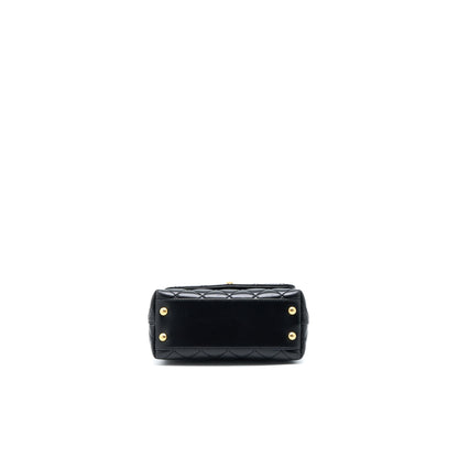 Chanel 22A Mini Coco Handle with Detailed Letter Handle Calfskin Black Brushed GHW (Microchip)