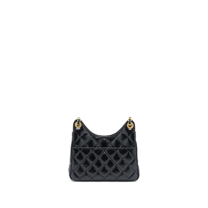 Chanel 23C Small Hobo Bag Shiny Calfskin Black Brushed GHW (Microchip)
