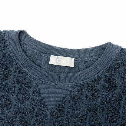 Dior Size Oblique Relaxed-Fit T-Shirt Cotton Jacquard Navy Blue Terry