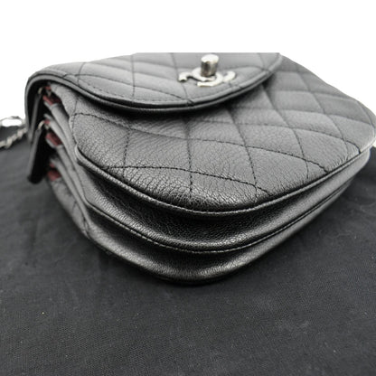 CHANEL CC Waiter Flap Goatskin Leather Crossbody Bag Black