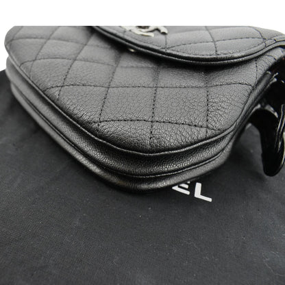 CHANEL CC Waiter Flap Goatskin Leather Crossbody Bag Black
