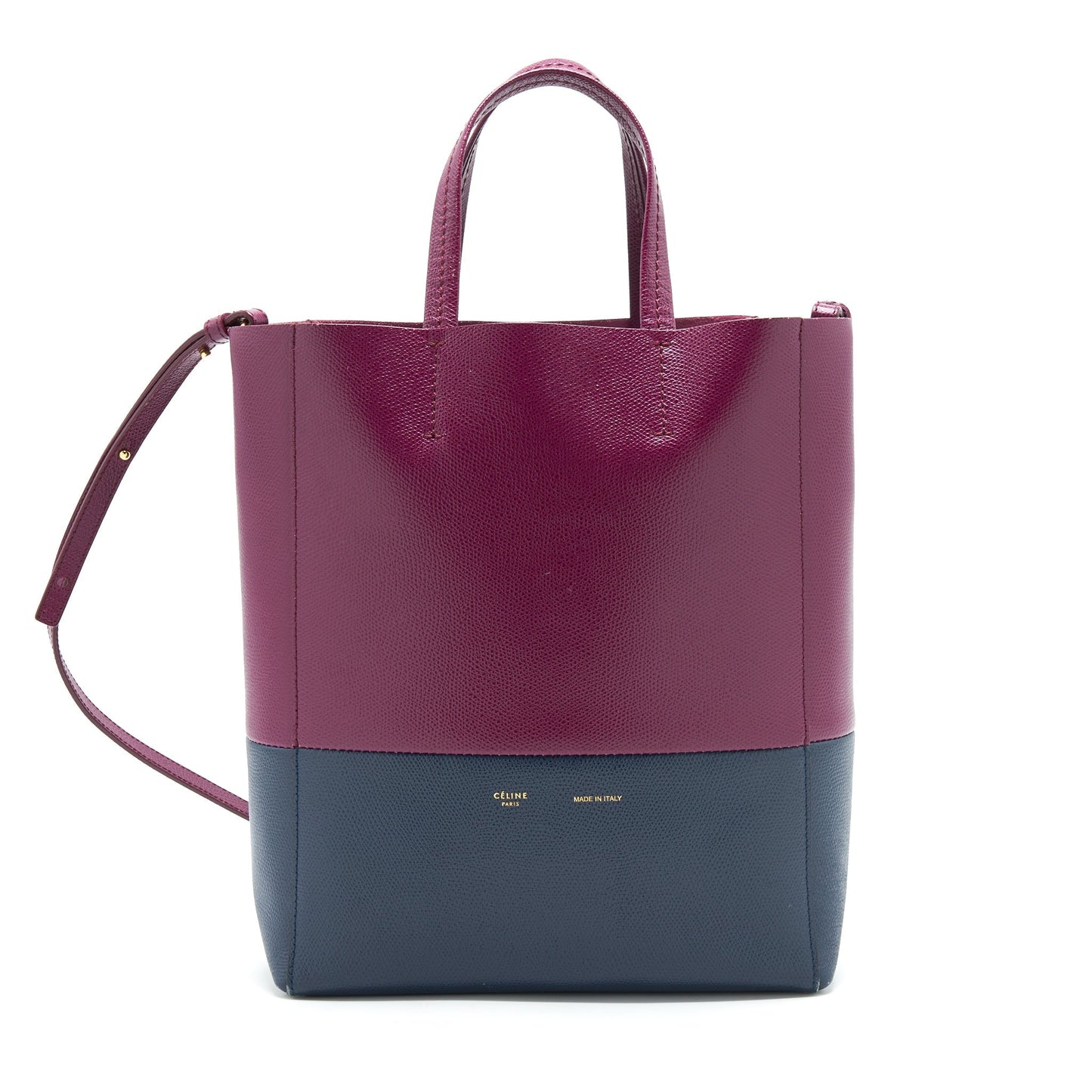 Celine Small Vertical Cabas Purse Plum/Steel blue