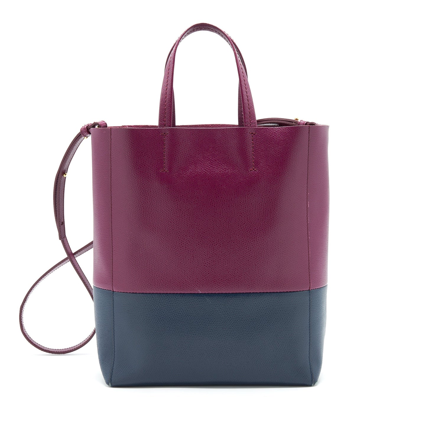 Celine Small Vertical Cabas Purse Plum/Steel blue