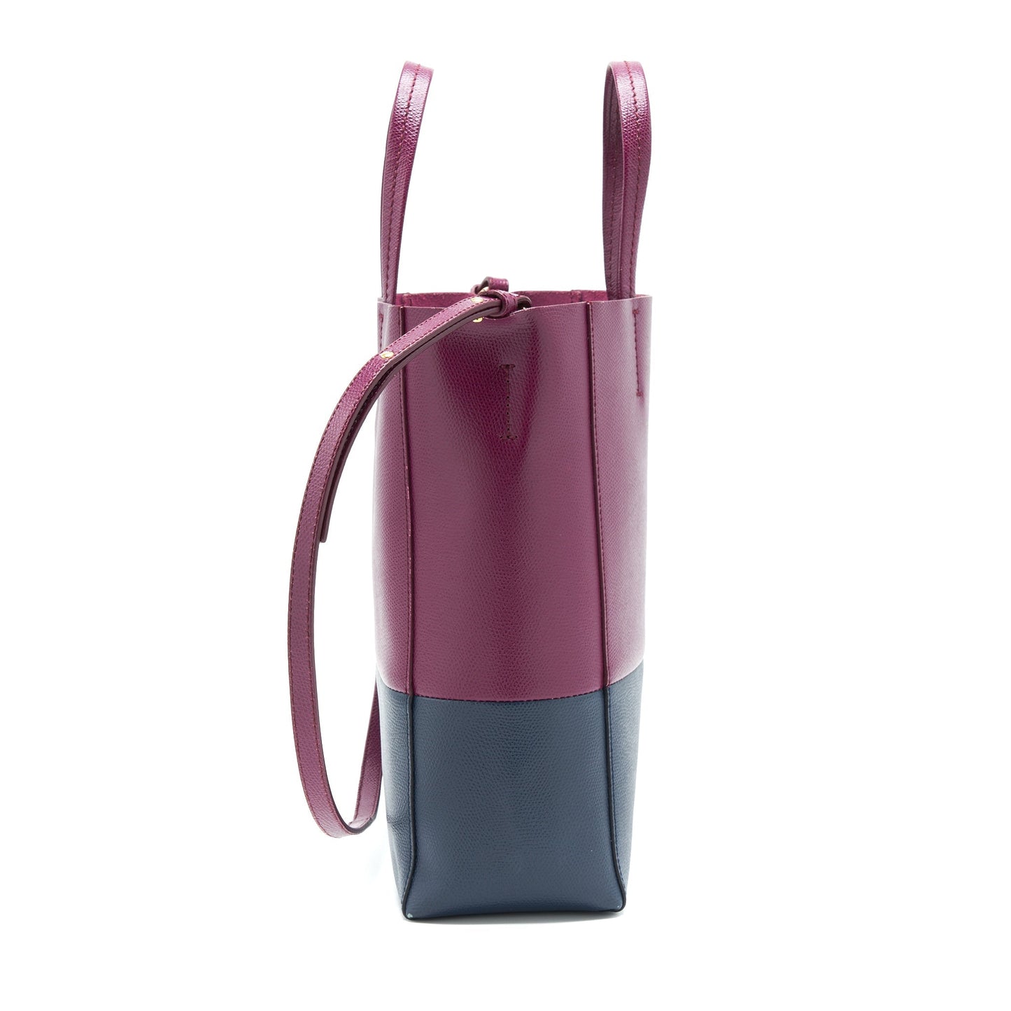 Celine Small Vertical Cabas Purse Plum/Steel blue