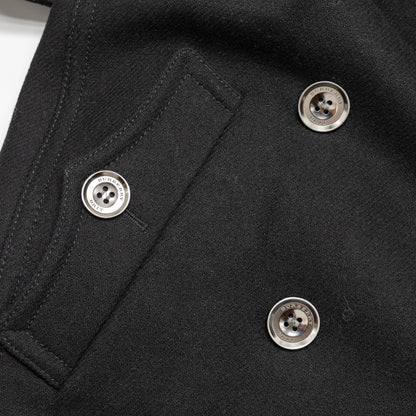 Burberry Size 10 Double Breasted Belted-Waist Coat Virgin Wool Black