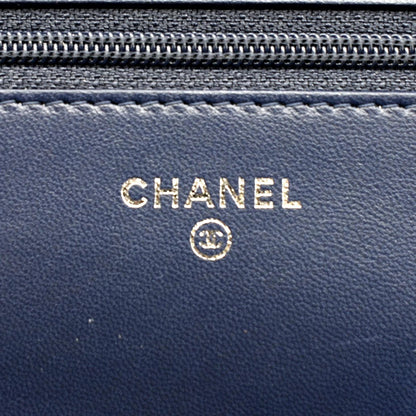 CHANEL WOC Quilted Leather Crossbody Tricolor Wallet Blue
