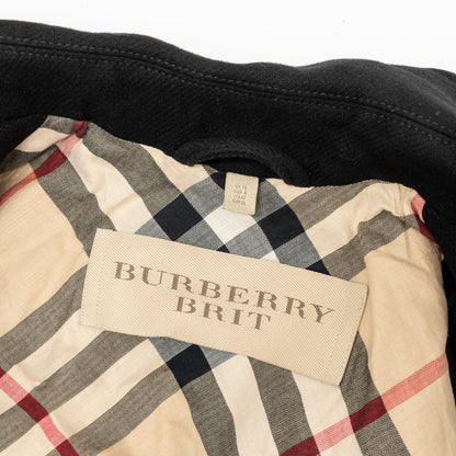 Burberry Size 10 Double Breasted Belted-Waist Coat Virgin Wool Black