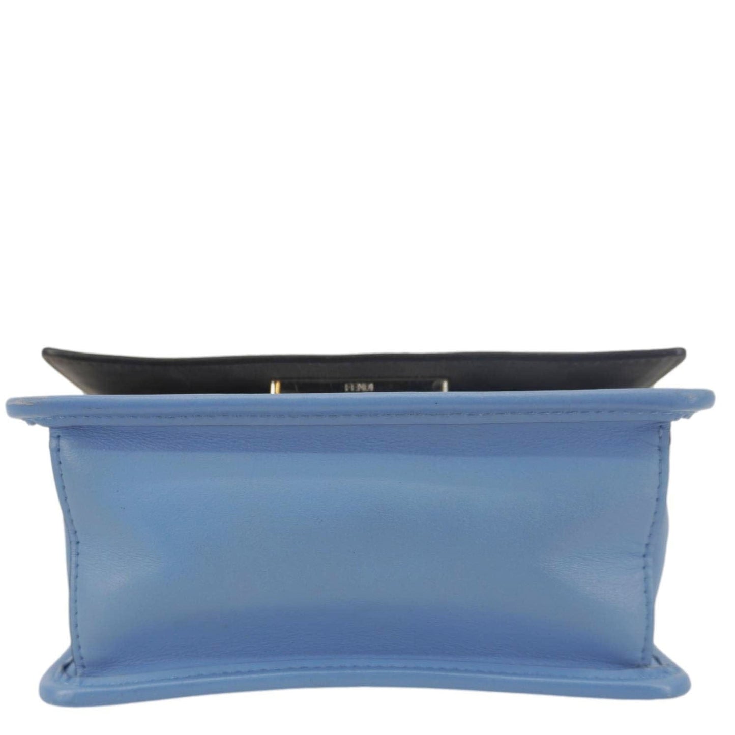 FENDI Kan I F Logo Small Leather Crossbody Bag Blue