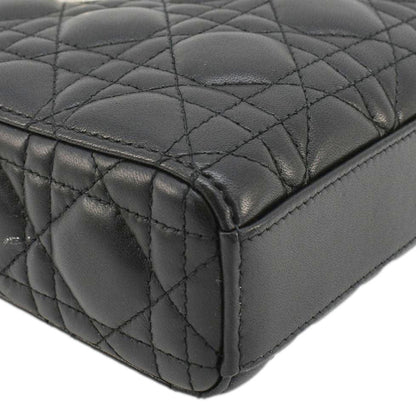 CHRISTIAN DIOR Lady D-Joy Medium Cannage Leather Shoulder Bag Black