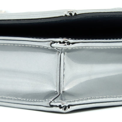 Dior Diorama Wallet On Chain Patent Metallic Silver