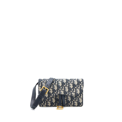 Dior Saddle Belt Pouch Blue Oblique Jacquard