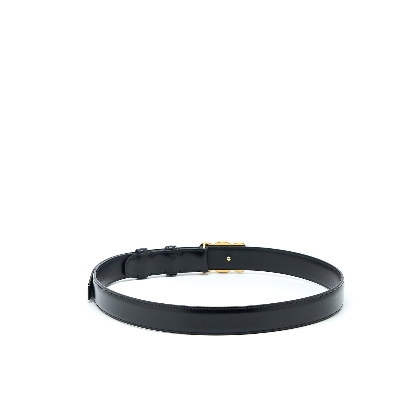 Celine Size 75 Medium Triomphe Belt in Smooth Calfskin Black