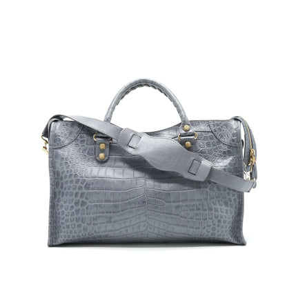 Balenciaga Medium Embossed Calfskin Purse in Grey