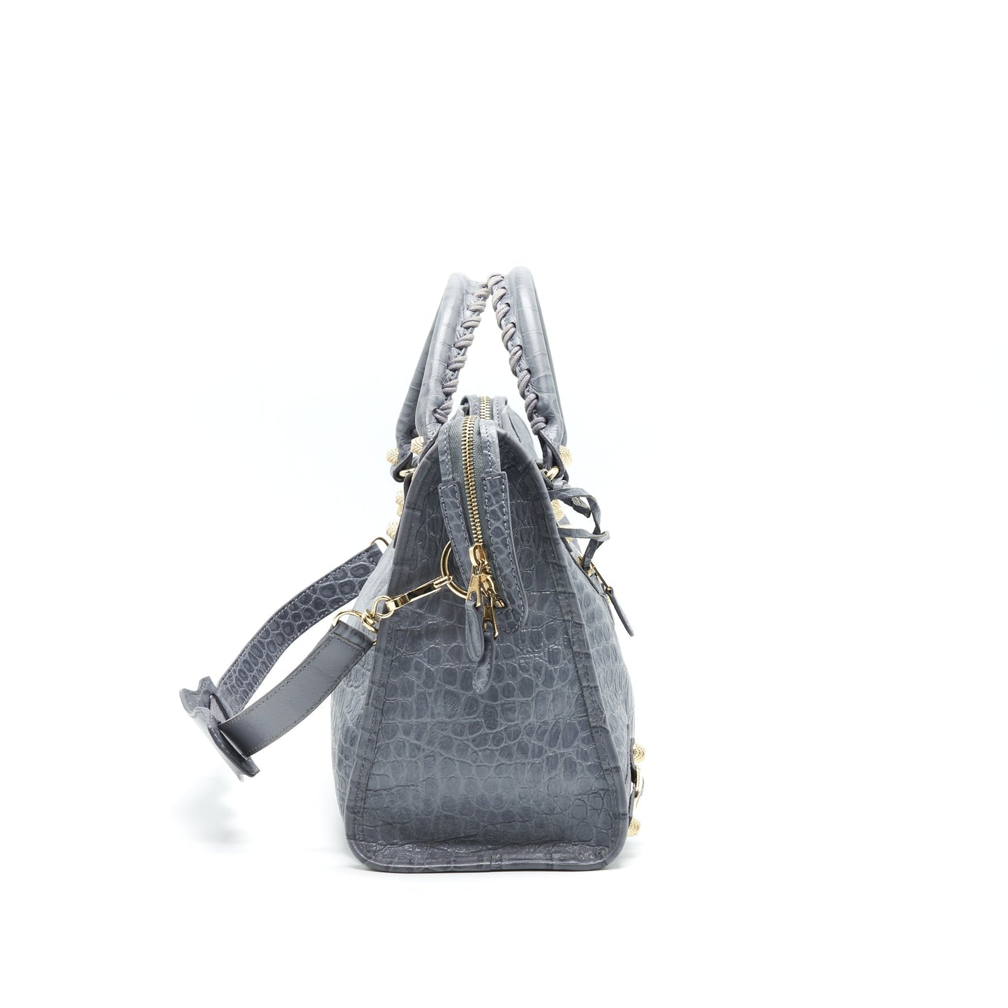 Balenciaga Medium Embossed Calfskin Purse in Grey