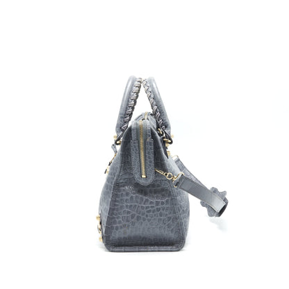 Balenciaga Medium Embossed Calfskin Purse in Grey
