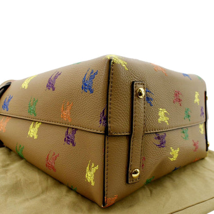 BURBERRY Horse Rainbow Baby Belt Printed Leather Tote Bag Camel