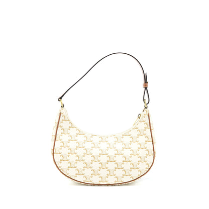 Celine Ava Purse In Triomphe Canvas And Calfskin White
