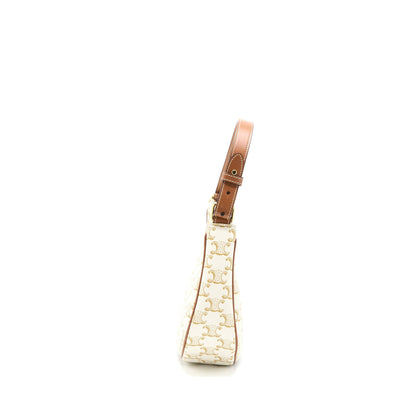 Celine Ava Purse In Triomphe Canvas And Calfskin White