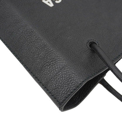 BALENCIAGA Leather Shopping Tote Shoulder Bag Black