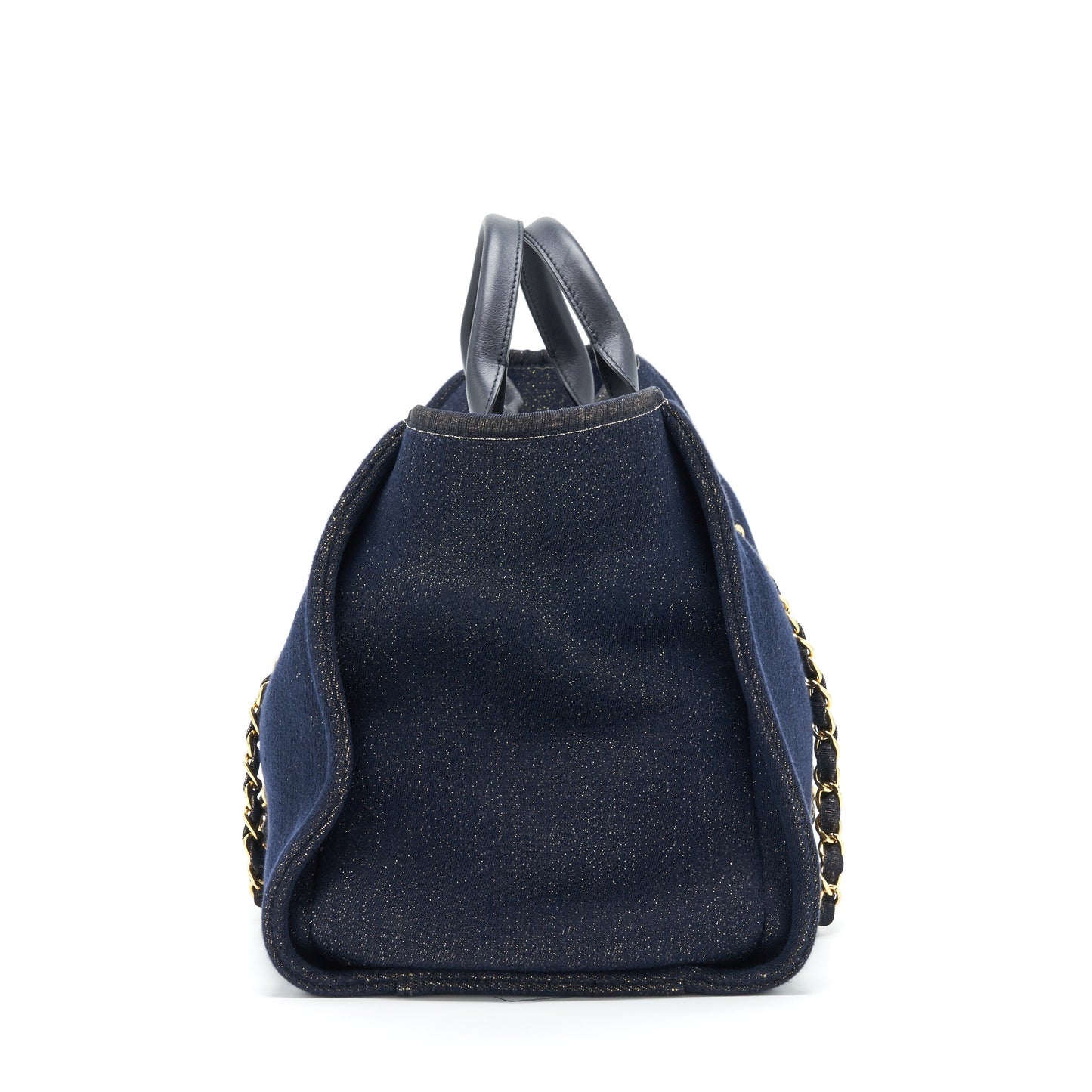 Chanel Deauville Tote Bag Denim Dark Blue/Gold GHW