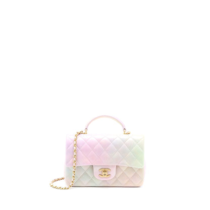 Chanel Top Handle Mini Rectangular Flap OmbrÃ© Multicolour Lambskin GHW (Microchip)