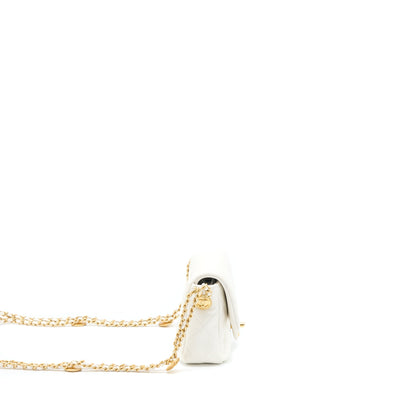 Chanel 22A Mini Square Flap Bag Caviar White Brushed GHW (Microchip)