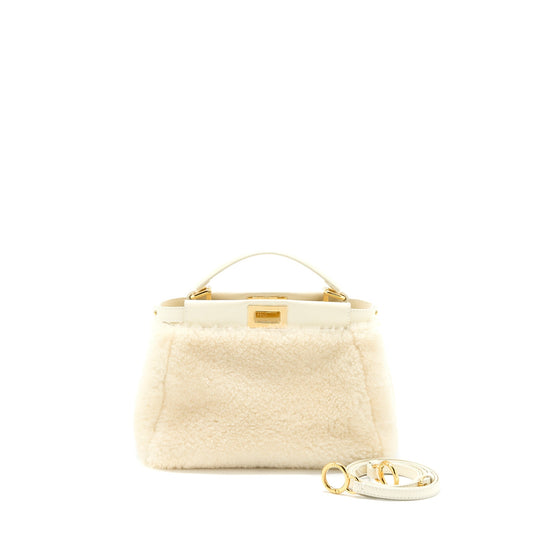 Fendi Mini Peekaboo Purse Montone Liscio Lambskin White