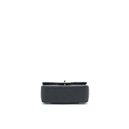 Chanel Top Handle Mini Rectangular Flap Bag Lambskin Black LGHW (Microchip)