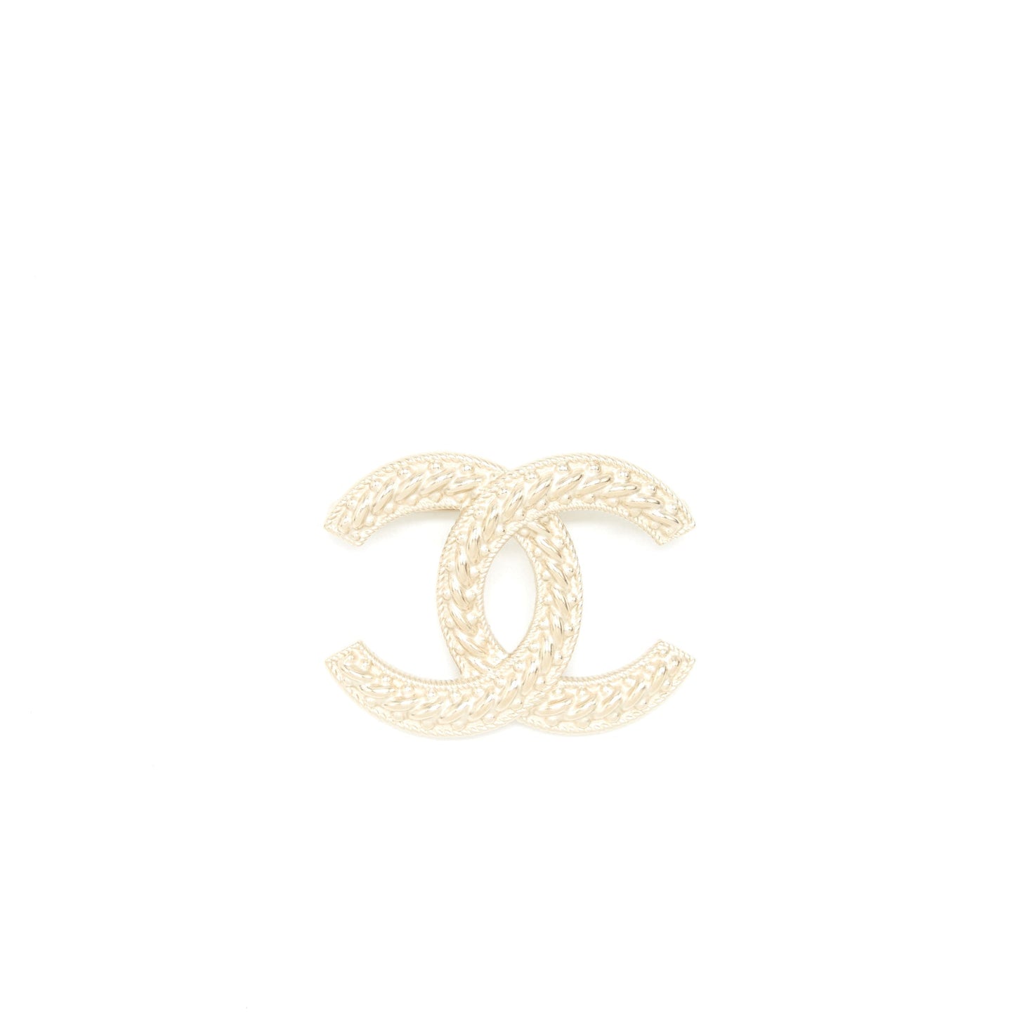 Chanel Detailed CC Logo Brooch Brushed Silver Tone
