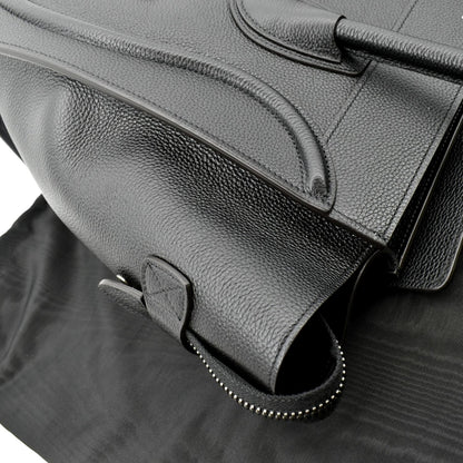 CELINE Drummed Mini Luggage Calfskin Leather Tote Bag Black